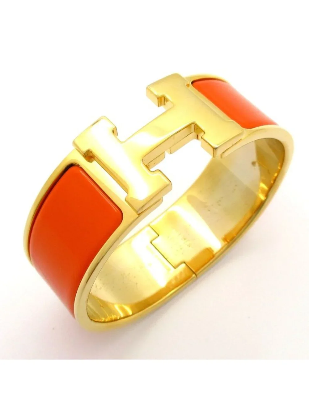 Hermes Bangle Clic Clac Gold Orange Bracelet